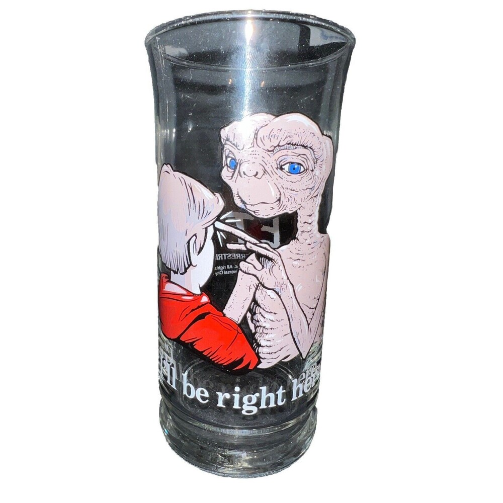 ET Extra-Terrestrial Pizza Hut I'll Be Right Here Drinking Glass vintage 1982